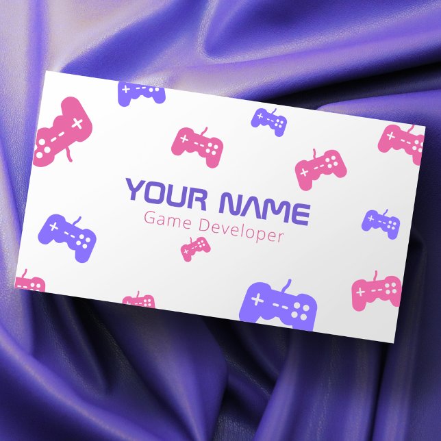 Video Game Developer Tester Console Pink & Lila Visitenkarte (Von Creator hochgeladen)