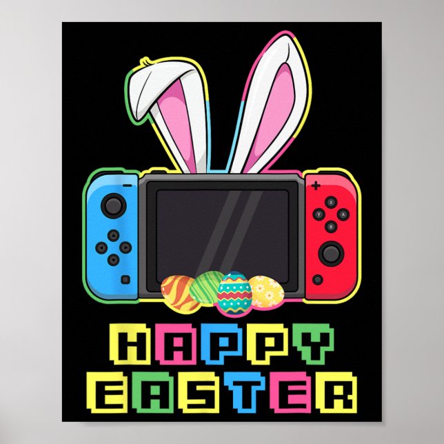 Video Game Easter Bunny Funny Gaming Controller Ga Poster (Vorne)