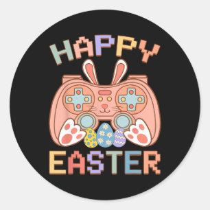 Video Game Easter Bunny Gaming Controller Gamer Bo Runder Aufkleber