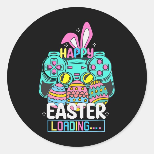 Video Game Easter Bunny Gaming Controller Gamer Bo Runder Aufkleber (Vorderseite)