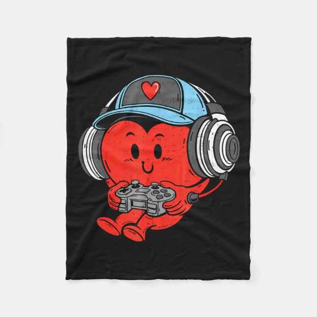Video Game Gamer Heart Valentines Day Gaming Boys  Fleecedecke (Vorderseite)