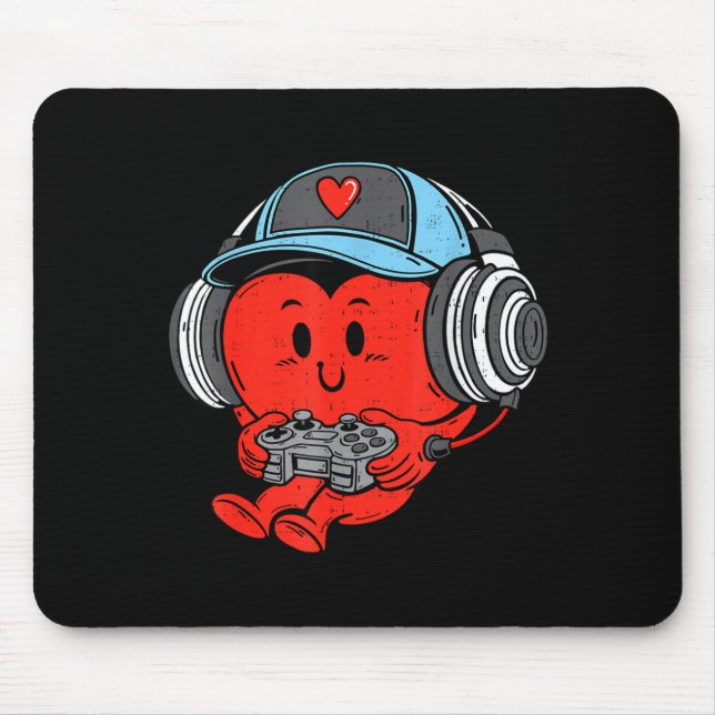 Video Game Gamer Heart Valentines Day Gaming Boys  Mousepad (Vorne)