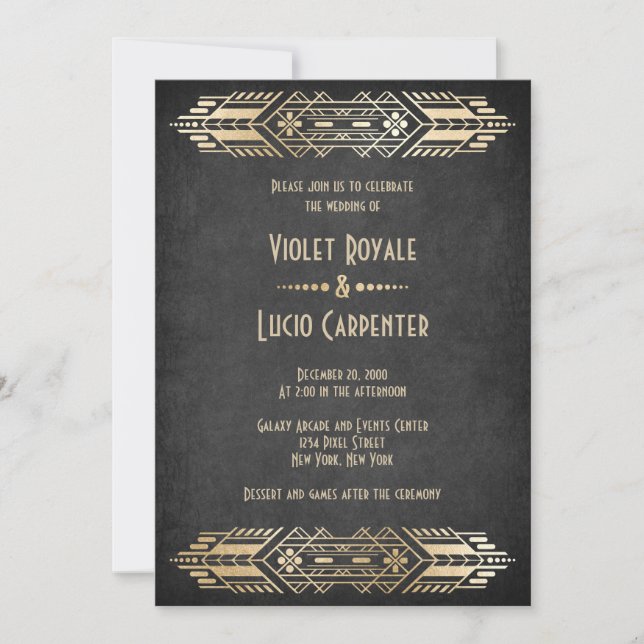 Video Game Geek Black Wedding Einladung (Vorderseite)