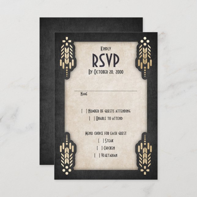 Video Game Geek Black Wedding RSVP Karte (Vorne/Hinten)