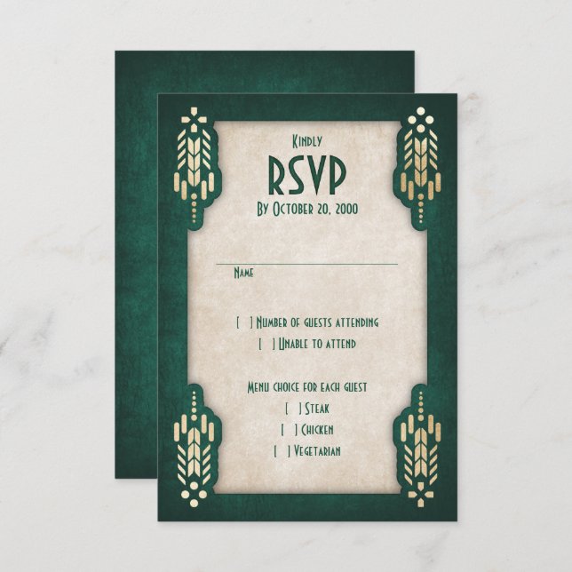 Video Game Geek Green Wedding RSVP Karte (Vorne/Hinten)