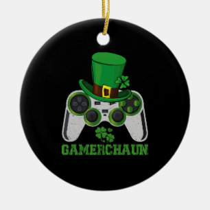 Video Game Leprechaun Boys St Patricks Day Gamer Keramik Ornament