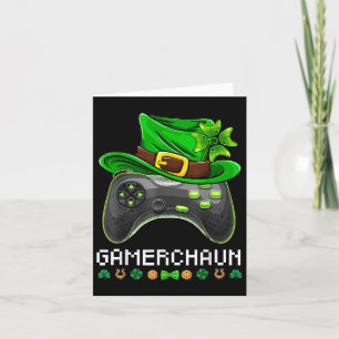 Video Game Leprechaun St Patricks Day Gamer Kinder Karte