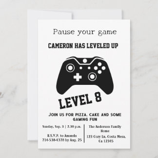 Video Game Level Up Gamer - Einladung zum Geburtst