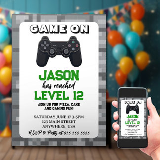Video Game Level Up Gamer Geburtstag Einladung