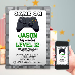 Video Game Level Up Gamer Geburtstag Einladung