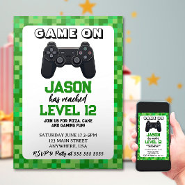 Video Game Level Up Gamer Geburtstag Einladung