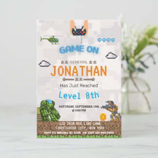 Video Game Level up Geburtstagseinladungen Einladung
