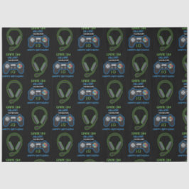 Video Game Neon Blue & Green Geburtstagsname Seidenpapier