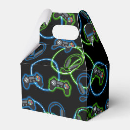 Video Game Neon Blue & Green Muster Geschenkschachtel