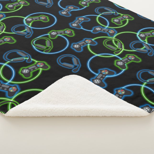 Video Game Neon Blue & Green Muster Sherpadecke (3/4)