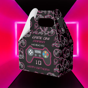Video Game Neon Pink Girls Geburtstagsparty Geschenkschachtel