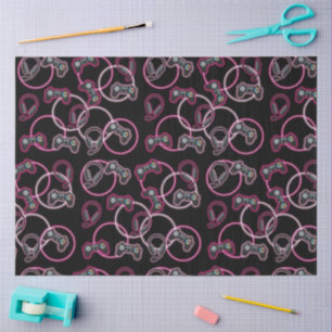 Video Game Neon Pink Girls Muster Seidenpapier