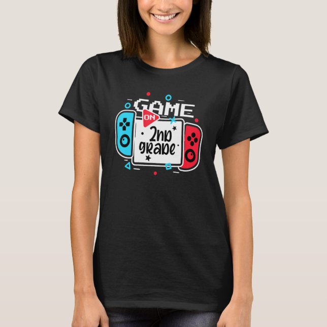 Video Game On 2nd Grade Cool Kids Team Second Back T-Shirt (Vorderseite)