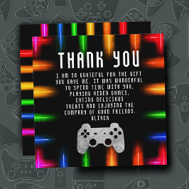 Video Game Party Controller Neon Gaming Geburtstag Dankeskarte