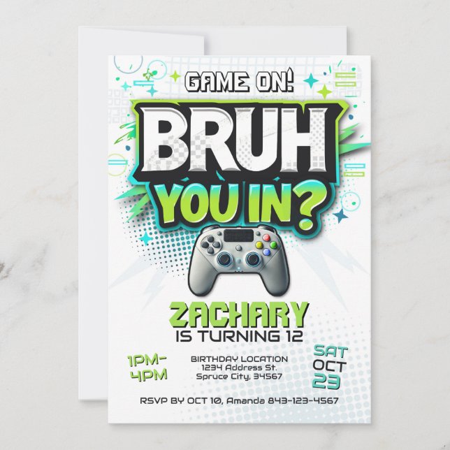 Video Game Party Gamer laden ein Einladung (Vorderseite)