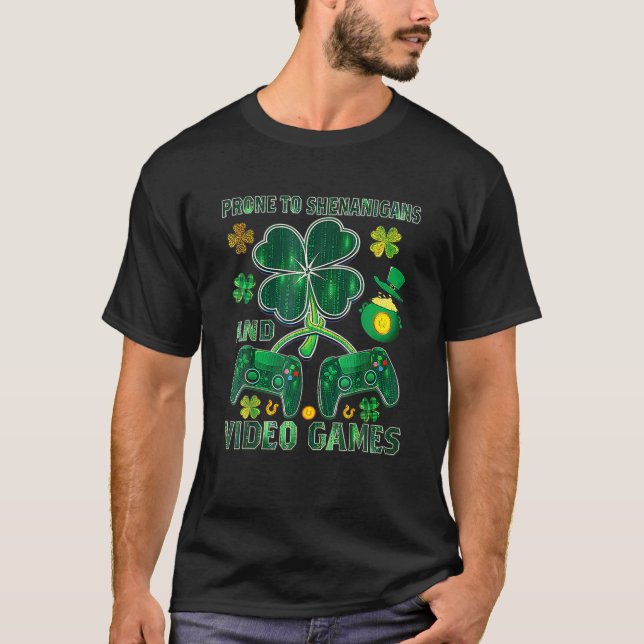 Video Game Prone to Shenanigans St Patrick Day Kid T-Shirt (Vorderseite)