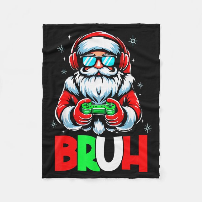 Video Game Santa Xmas Bruh Christmas Gamer Boys Me Fleecedecke (Vorderseite)
