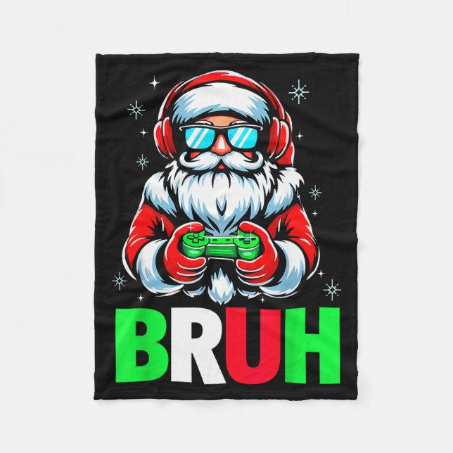 Video Game Santa Xmas Bruh Christmas Gamer Boys Me Fleecedecke (Vorderseite)