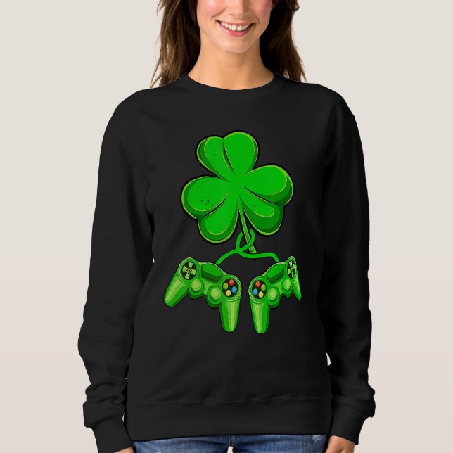 Video Game Shamrock Game Controller Happy St Patri Sweatshirt (Vorderseite)