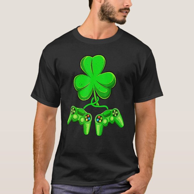 Video Game Shamrock Game Controller Happy St Patri T-Shirt (Vorderseite)
