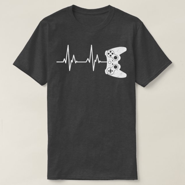 Video Game Shirt Gamer Heartbeat Shirt Videospiel (Design vorne)