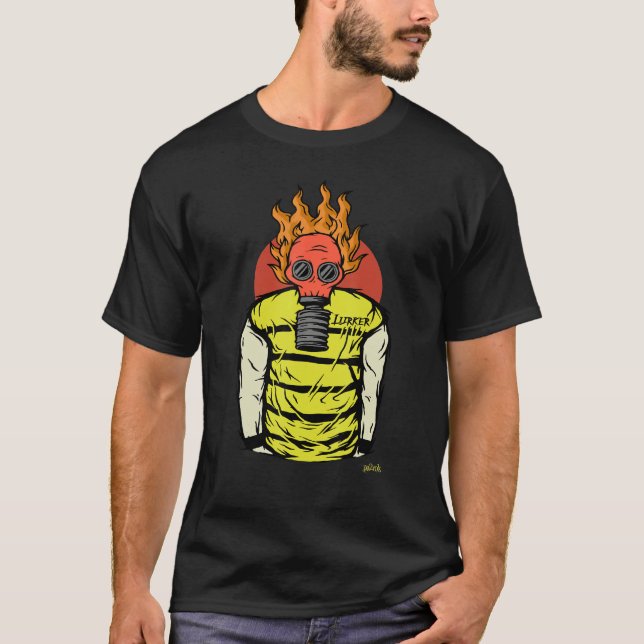 Video Game Streaming Lurker Gas Mask Gamer T-Shirt (Vorderseite)