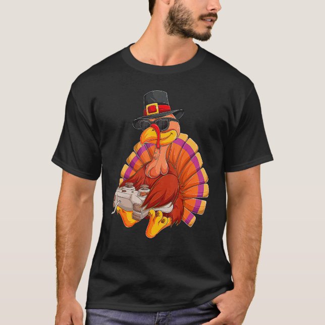 Video Game Thanksgiving Turkey Gamer Boys Kids Tee (Vorderseite)