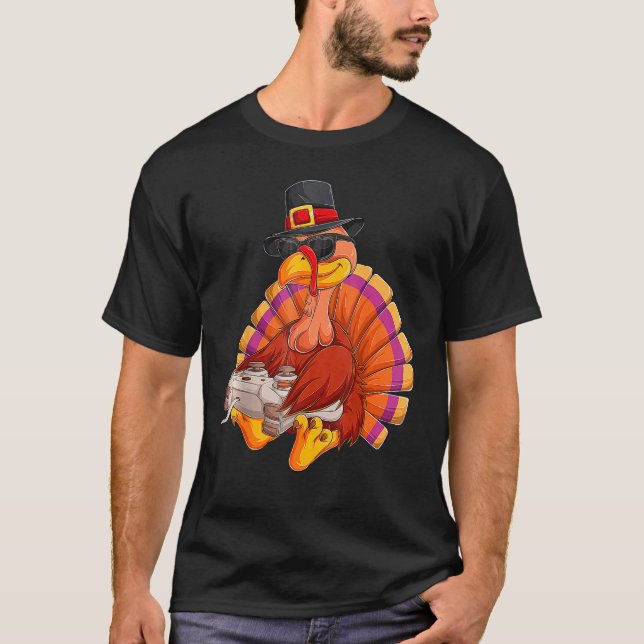 Video Game Thanksgiving Turkey Gamer Boys Kids Tee (Vorderseite)