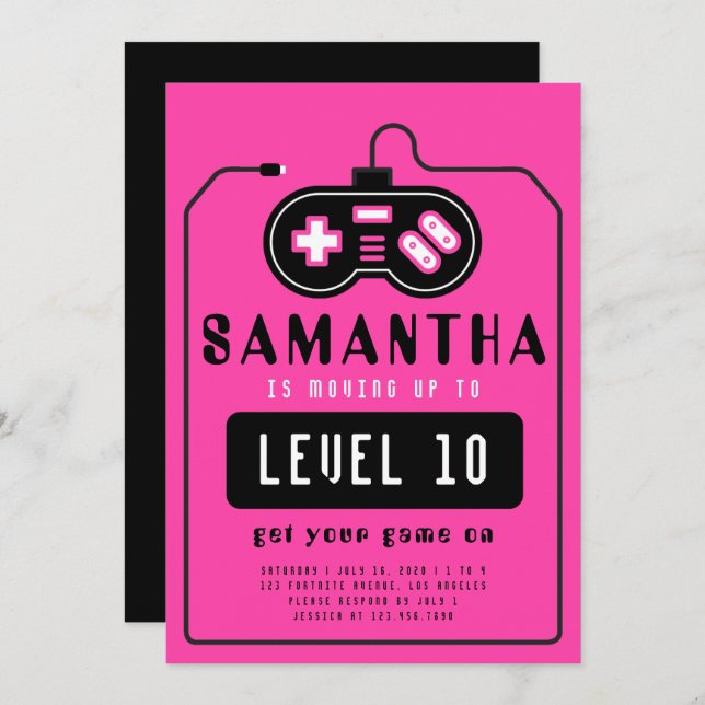 Video Game Truck Birthday Einladung (Vorne/Hinten)