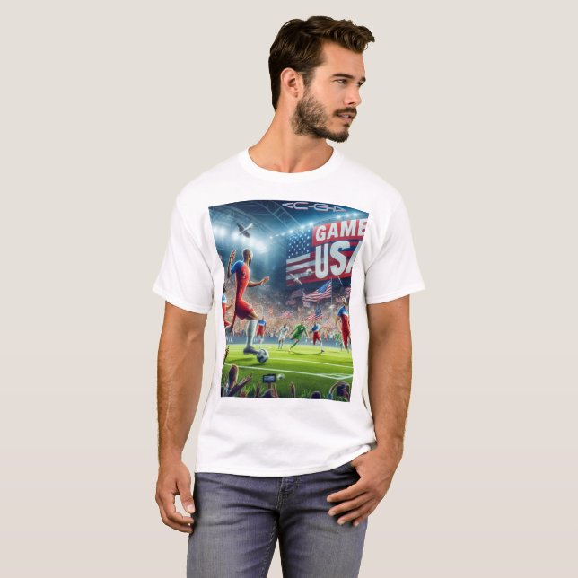 VIDEO GAME USA WELTMEISTERSCHAFT AUF WEISS T-Shirt (Vorne ganz)