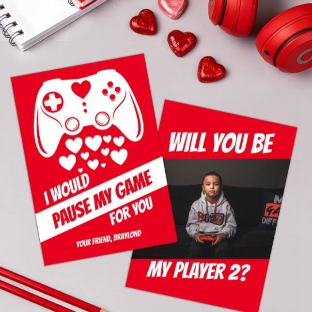 Video-Game-Valentinstag (Video Game Kids Photo Valentines Day Card)