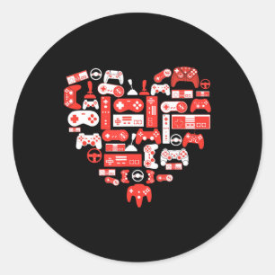 Video Game Valentinstag für Jungs Kinder Jugendlic Runder Aufkleber