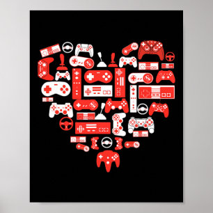 Video Game Valentinstag Shirt für Jungs Kinder Tee Poster
