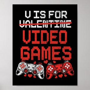 Video Game Valentinstag Shirt für Jungs Kinder Tee Poster