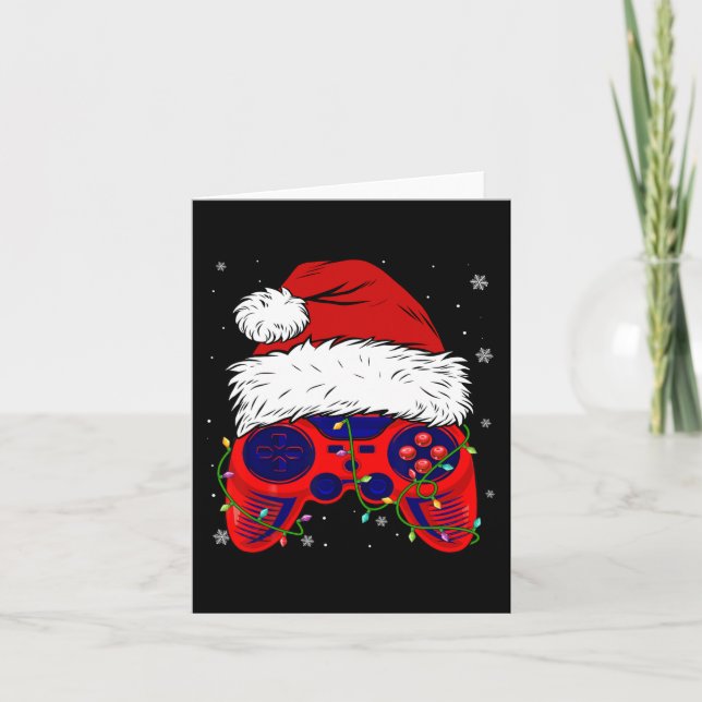 Video Game Weihnachtsmannmütze Spaß Weihnachten PJ Karte (Vorderseite)