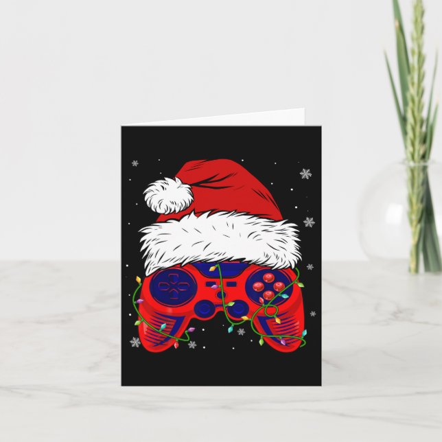 Video Game Weihnachtsmannmütze Spaß Weihnachts Pjs Karte (Vorderseite)
