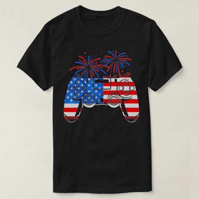 Video-Gamecontroller der amerikanischen Fahne 4. J T-Shirt (Design vorne)