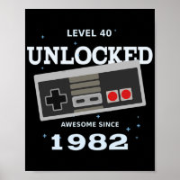 Video Gamer 40. Geburtstag 1982 Level 40 entsperrt