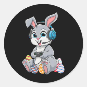 Video Gamer Bunny Egg Gaming Boys Männer Kinder gl Runder Aufkleber