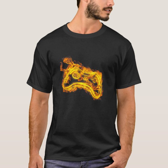 Video-Gamer-Controller auf einem Video-Gamer T-Shirt (Vorderseite)