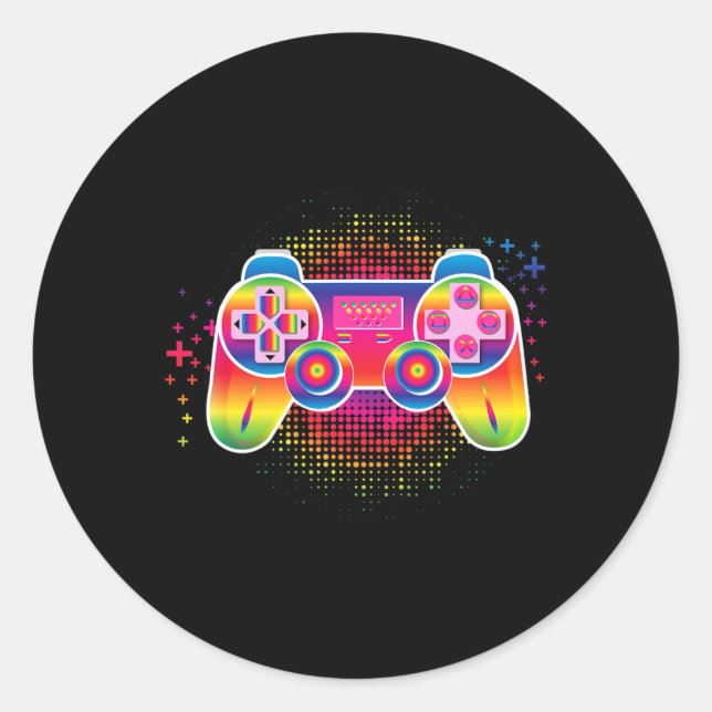 Video-Gamer-Controller Runder Aufkleber (Vorderseite)