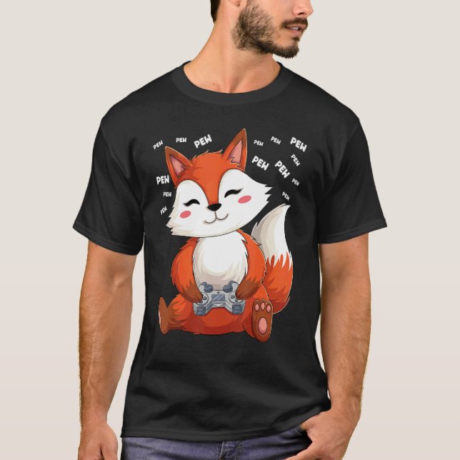 Video Gamer Fox Gaming Fox Pew Gamer Kids T-Shirt (Vorderseite)