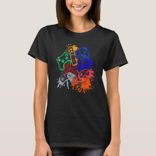 Video Gamer Game Controller Farbe Platsch Männer T-Shirt