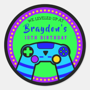 VIDEO GAMER GAMING Geburtstagsparty Geschenk Zuhau Runder Aufkleber