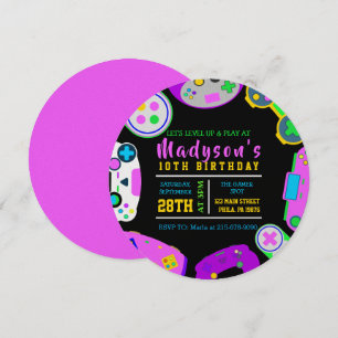 VIDEO GAMER GAMING Girl Geburtstagsparty Einladung